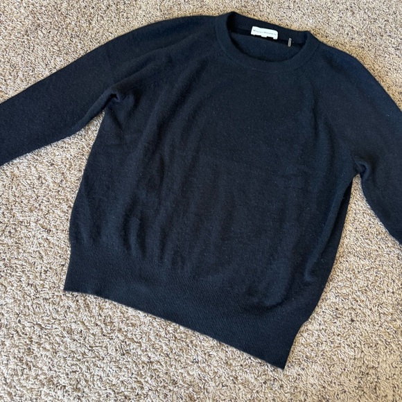 White + Warren Cashmere Crew Neck Sweater Black Large - Picture 3 of 7